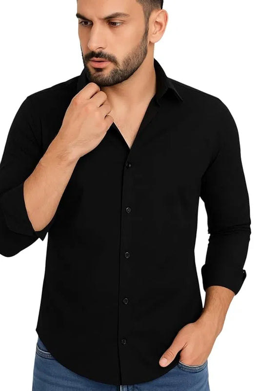 Men’s Black Slim Fit Formal & Casual Shirt Full Sleeve Solid Shirt Pack of 2
